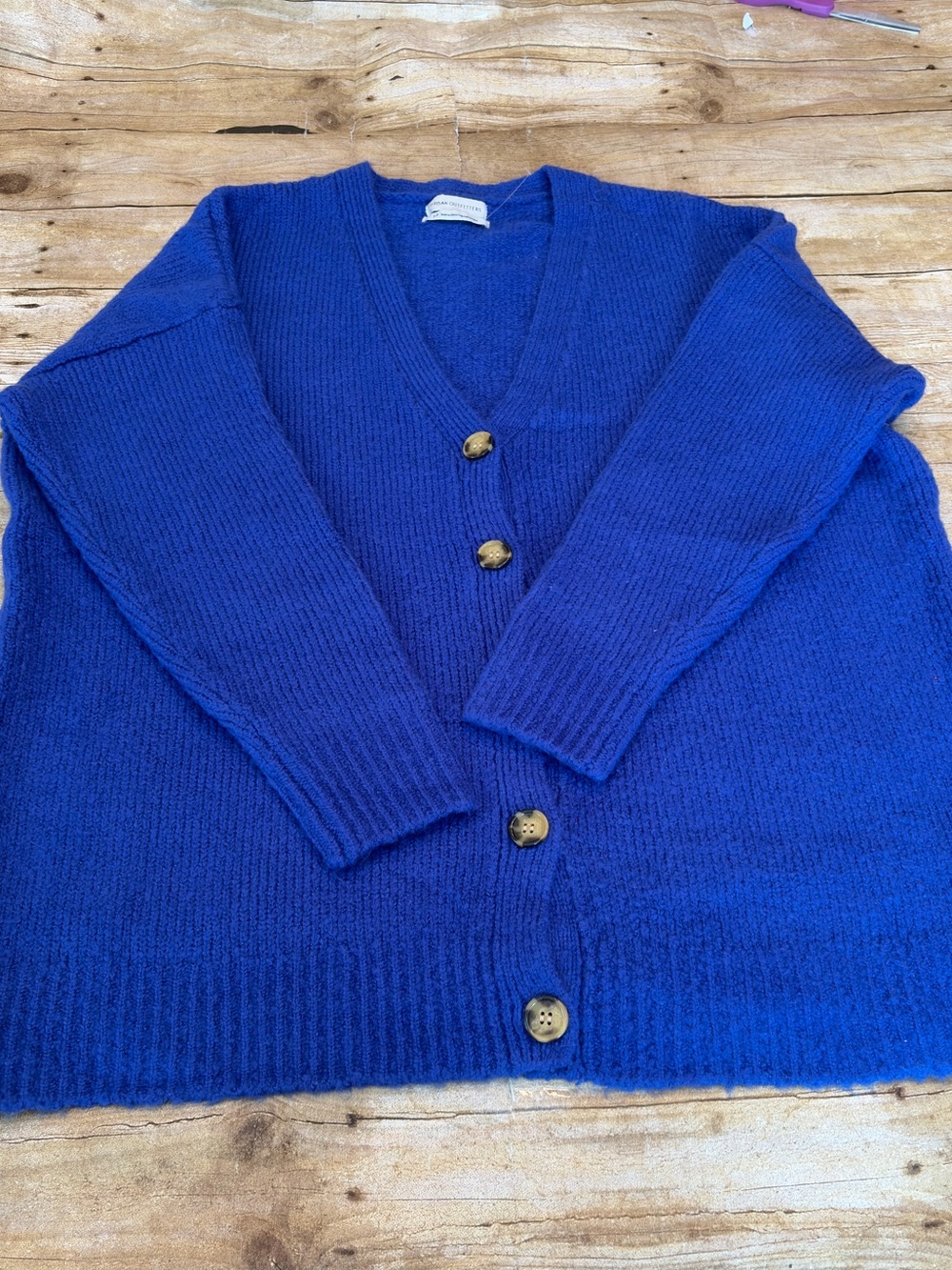 Women's Urban Outfitters Oversized Blue V-Neck Button Cardigan Sweater